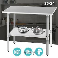 Commercial 24 x 36 Stainless Steel Food Prep Work Table Kitchen Restaurant NSF