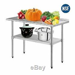 Commercial 24 x 48 Stainless Steel Kitchen Prep Work Table with 4 Casters NSF
