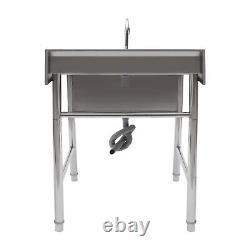 Commercial 304 Stainless Steel Sink With Drainboard Sink Station Camping Sink US