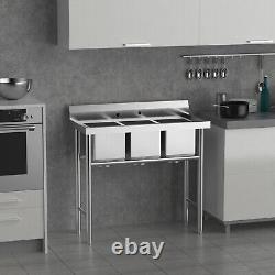 Commercial 304 Stainless Steel Sink for Restaurant, 3 Compartment Laundry Sink