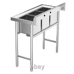 Commercial 304 Stainless Steel Sink for Restaurant, 3 Compartment Laundry Sink