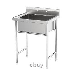 Commercial 304 Stainless Steel Sink for Restaurant, Laundry Sink With Back Splash