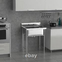 Commercial 304 Stainless Steel Sink for Restaurant, Laundry Sink With Back Splash