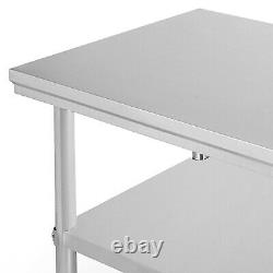 Commercial 36x24Stainless Steel Work Prep Table With 4 Wheels Kitchen