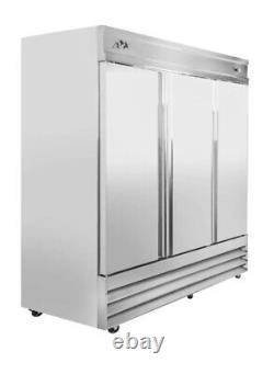 Commercial 80 Reach-In Freezer 3 Solid Door Stainless Steel 72 cu. Ft