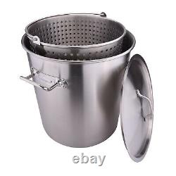 Commercial 84 QT. Crawfish Boiling Pot Stainless Steel Stock Pot Deep Fryer Kit