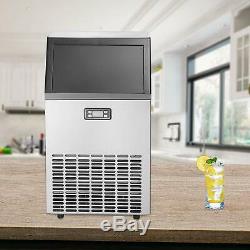 Commercial Built-in Ice Maker Bar Restaurant Ice Cube Machine Stainless Steel