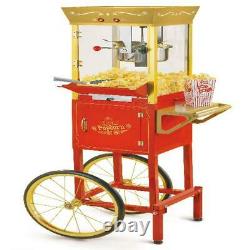 Commercial Business Home Popcorn Popper Maker Machine and Cart 8 Ounce Kettle