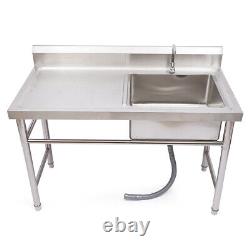 Commercial Catering Stainless Steel Kitchen Prep Sink with Faucet Tap Drainboard