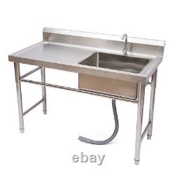 Commercial Catering Stainless Steel Kitchen Prep Sink with Faucet Tap Drainboard