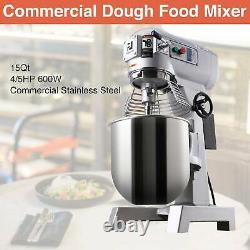 Commercial Dough Food Mixer 15Qt 3 Speed 600W Pizza Bakery Multifunction Blender