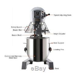 Commercial Dough Food Mixer Gear Driven 600W 15Qt Stainless Steel Pizza Bakery