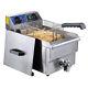 Commercial Electric 11.7l Deep Fryer With Timer Drain Stainless Steel French Fry
