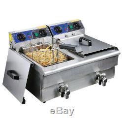 Commercial Electric 23.4L Deep Fryer with Timer Drain Stainless Steel French Fry