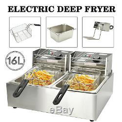 Commercial Electric Countertop Deep Fryer French Fry Bar Restaurant Tank Basket