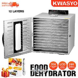 Commercial Food Dehydrator 12 Tray Stainless Steel Fruit Meat Jerky Dryer US