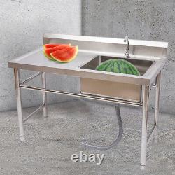 Commercial Food Prep Table Sink Bowl Stainless Steel Sink Kitchen Utility 30x48