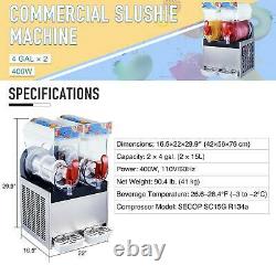 Commercial Frozen Drink Machine Slushie and Margarita Maker 2 x 4 Gal PC Tanks