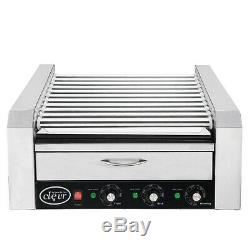 Commercial Hot Dog Machine 11 Roller and 30 Hotdog Grill Cooker with Bun Warmer