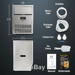 Commercial Ice Maker 99lb/24 Hours 33lb Storage Stainless Steel Finish
