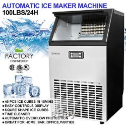 Commercial Ice Maker Freestanding Stainless Steel 45pcs / 15 mins 100lbs per Day