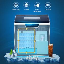 Commercial Ice Maker&Shaver Machine Countertop 44Lbs/24H 18pcs withLCD Stainless