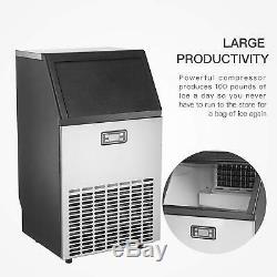 Commercial Ice Maker Stainless Steel Built-in Ice Cube Machine Undercounter 100