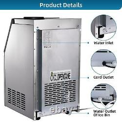 Commercial Ice Maker Stainless Steel Built-in Ice Cube Machine Undercounter 70KG