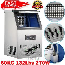 Commercial Ice Maker Stainless Steel Machine 60kg/24hr Restaurant Bar Icemaker