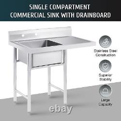 Commercial Kitchen18x16 in Utility & Prep Sink Stainless Steel Table with Sink