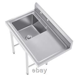 Commercial Kitchen18x16 in Utility & Prep Sink Stainless Steel Table with Sink
