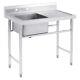 Commercial Kitchen Bar Sink With Drainboard Stainless Steel Worktable With Sink