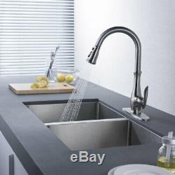 Commercial Kitchen Sink Faucet Single Handle Stainless Steel Pull Down Sprayer
