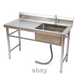 Commercial Kitchen Sink Prep Table Single Compartment with Faucet Stainless Steel