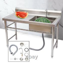 Commercial Kitchen Sink Prep Table Stainless Steel Single Compartment withFaucet