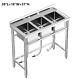 Commercial Kitchen Sink Stainless Steel 3 Compartment Utility Sink Backsplash