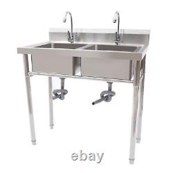 Commercial Kitchen Sink Stainless Steel Utility Prep Skin 1/2 Bowl w Drainboard