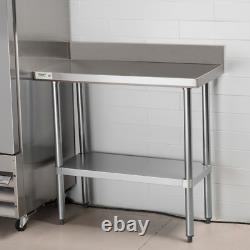 Commercial Kitchen Stainless Steel NSF Work Prep Table with Backsplash 18 x 36