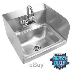 Commercial Kitchen Stainless Steel Wall Mount Hand Sink with Side Splashes