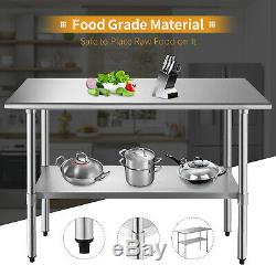 Commercial Prep & Work Table 24x48 Stainless Steel Food Kitchen Restaurant