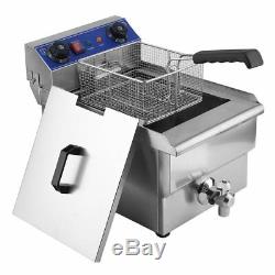 Commercial Restaurant Electric 13L Deep Fryer Stainless Steel + Timer Drain OY