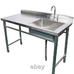 Commercial Sink Bowl Kitchen Catering Prep Table&1 Compartment Stainless Steel