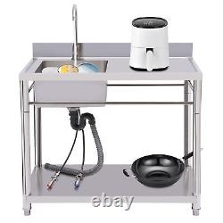 Commercial Sink Kitchen Stainless Steel Utility Sink Prep Table 1 Compartment
