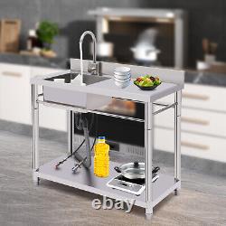 Commercial Sink Kitchen Stainless Steel Utility Sink Prep Table 1 Compartment US
