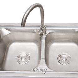 Commercial Sink Stainless Steel 2 Compartment for Kitchen / Restaurant / Garage