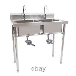 Commercial Sink Stainless Steel Catering Kitchen One/Two Bowls Unit With Drainer