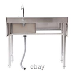 Commercial Sink Stainless Steel Kitchen Utility Sink 1 Compartment WithPrep Table