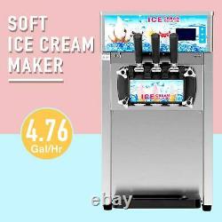 Commercial Soft Serve Ice Cream Machine 3 Flavors Silver 18L/H Silver SS 1200W