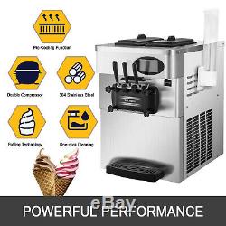 Commercial Stainless Soft Serve Ice Cream & Frozen Yogurt Maker Machine 3 Flavor
