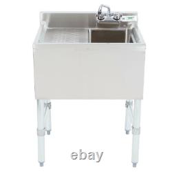 Commercial Stainless Steel 1 Bowl Underbar Hand Wash Sink with Left Drainboard